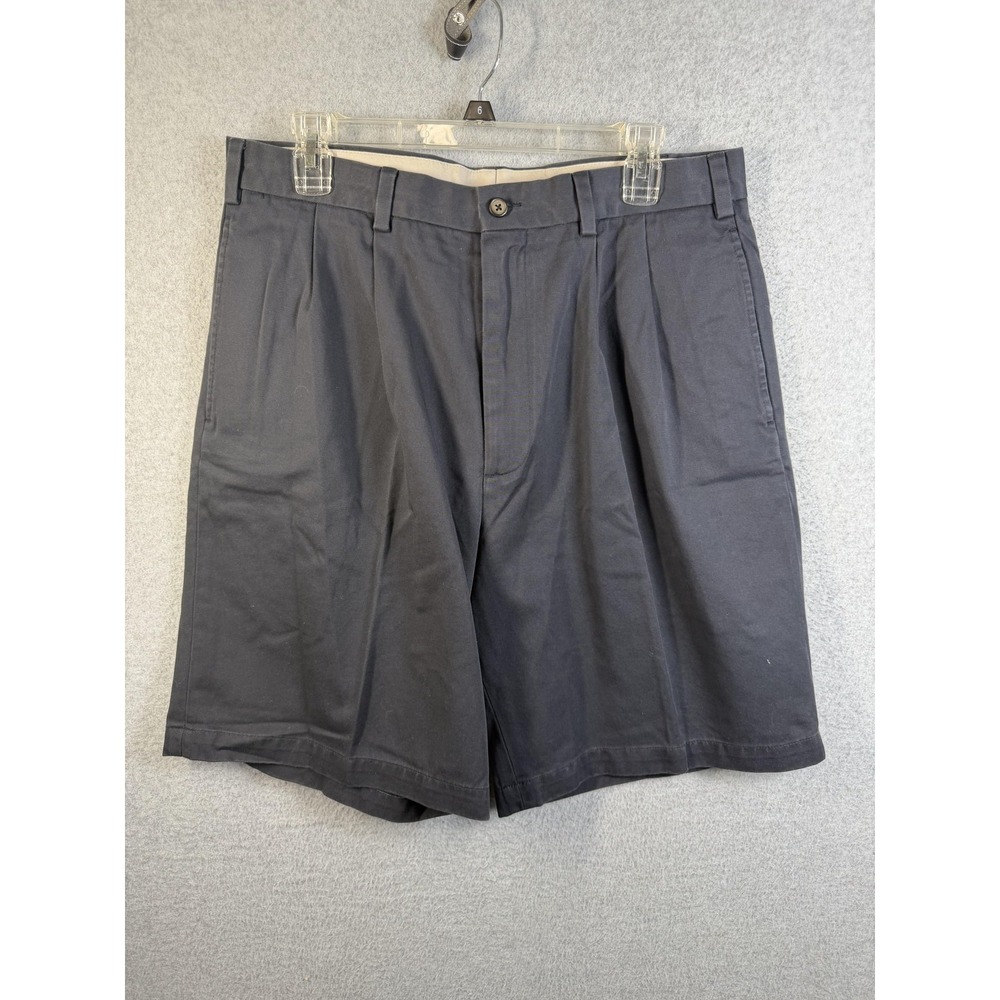 Daniel Cremieux Shorts Mens 34 Navy Blue Pleated Chino Canvas Relaxed Fit